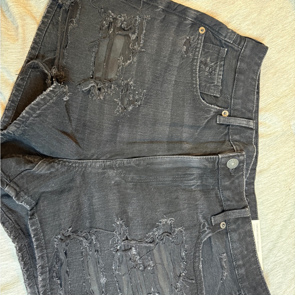 Distressed Gray Denim Shorts